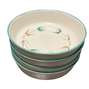 Vintage Franciscan Radiance Berry Bowls Set Of 4 USA Mid Century Green Rim